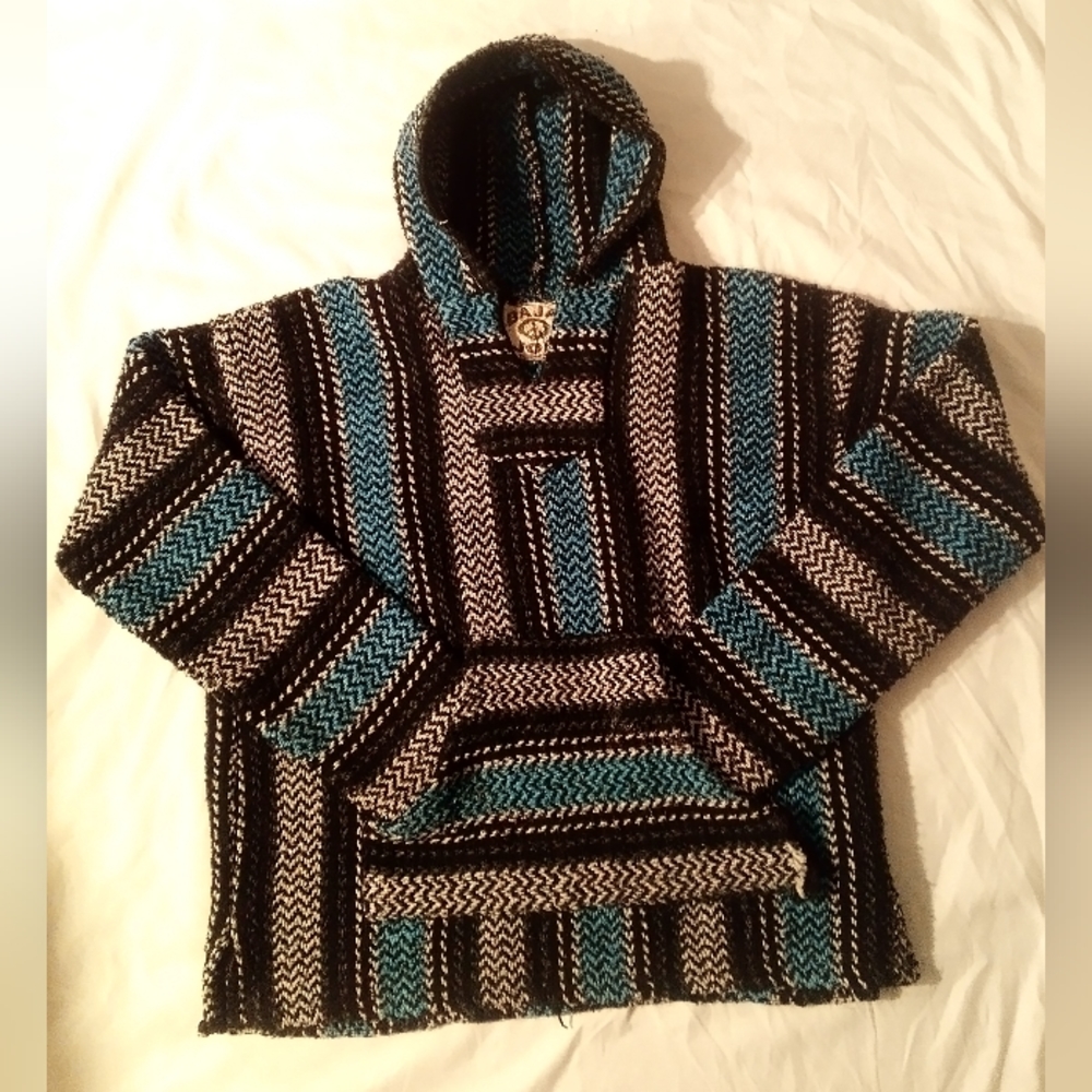 Black Blue & Gray Baja Joe Drug Rug Size Small